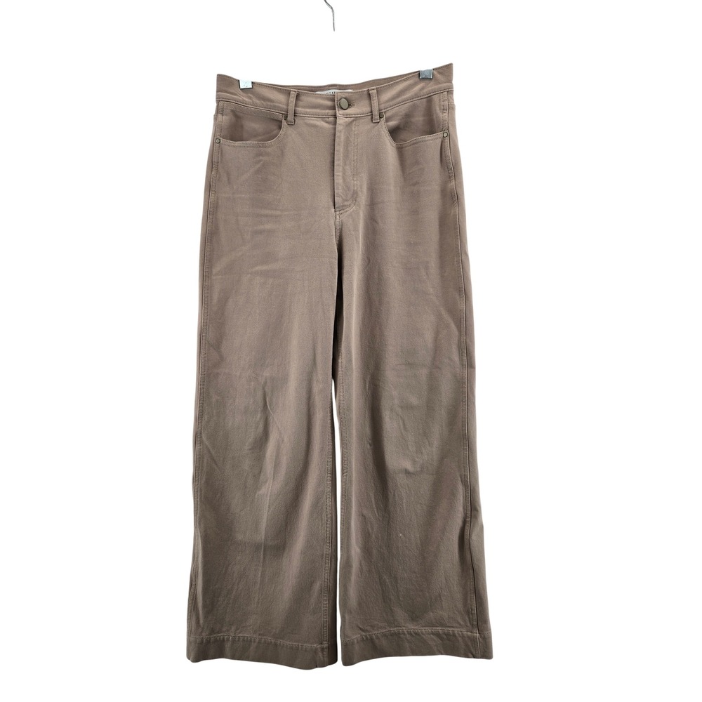 M.M.LaFleur Women Taupe Brown Wide Leg‎ High Rise Cotton Stretch Pants Size 8